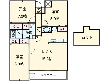 ファーロ宮前平(3LDK/8階)の間取り写真