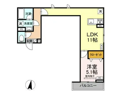 セレスティア中台Ⅱ(1LDK/3階)の間取り写真