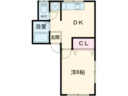 キャナル牛久(1DK/2階)の間取り写真