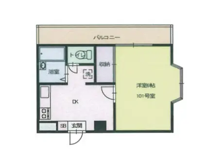 メゾン上野2(1DK/1階)の間取り写真