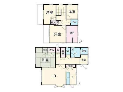 名鉄豊田線 三好ケ丘駅 徒歩27分 2階建 築25年(4LDK)の間取り写真