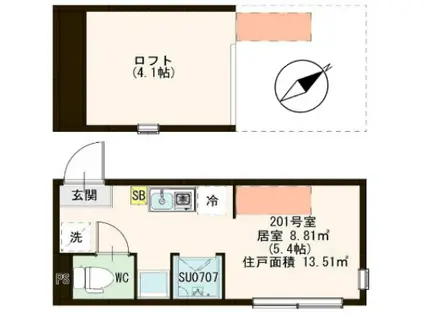 リバーフロントテラス平井(ワンルーム/2階)の間取り写真