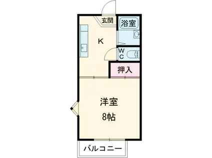 ドミールヤマミヤB(1K/2階)の間取り写真