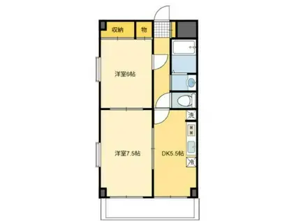 トランブルーアパルトメント(2DK/2階)の間取り写真