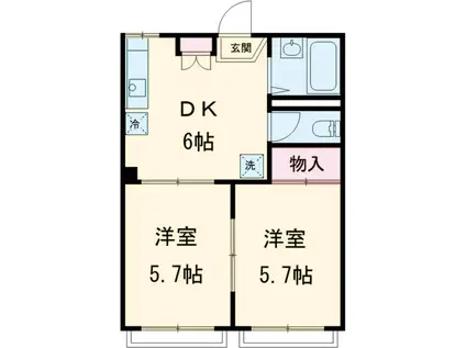 臼井ハイツ(2DK/1階)の間取り写真