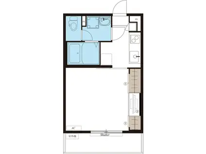 リブリ・ルーチェテラス(1K/1階)の間取り写真