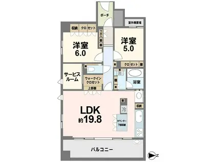 レジデンス高崎(2SLDK/7階)の間取り写真