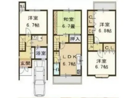 近鉄京都線 東寺駅 徒歩13分 3階建 築30年(4DK)の間取り写真