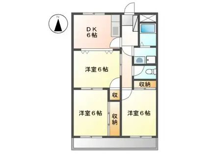 ヴァンベール文ヶ岡Ⅱ(3DK/1階)の間取り写真
