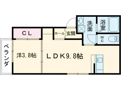 B.PLACE(1LDK/1階)の間取り写真