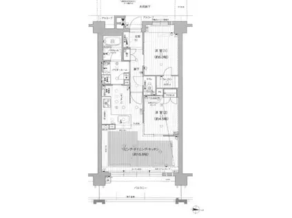 プレサンスグラン名城公園(2LDK/2階)の間取り写真