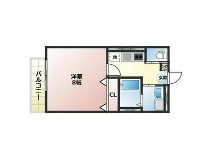 AREGRIA北助松サウス(1K/1階)の間取り写真