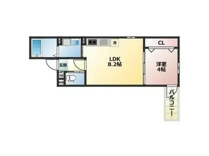 AREGRIA北助松サウス(1LDK/1階)の間取り写真