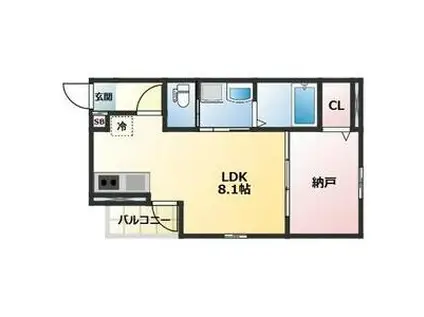 AREGRIA北助松サウス(ワンルーム/1階)の間取り写真