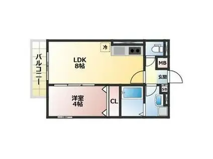 AREGRIA北助松サウス(1LDK/2階)の間取り写真