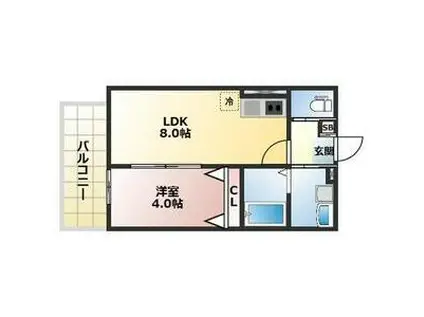 AREGRIA北助松サウス(1K/2階)の間取り写真