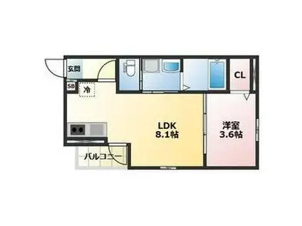 AREGRIA北助松サウス(1LDK/2階)の間取り写真