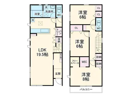 京成電鉄千原線 大森台駅 徒歩24分 2階建 築1年(3LDK)の間取り写真