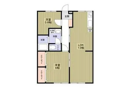 エステートピアラフォーレA(2LDK/1階)の間取り写真