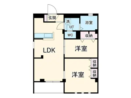 エムズ谷六(2LDK/2階)の間取り写真