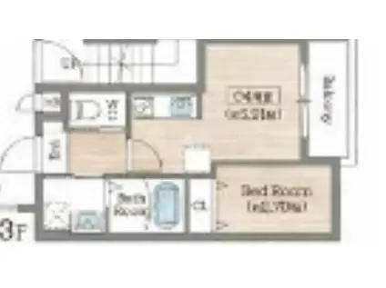 BASE上新庄(1LDK/3階)の間取り写真