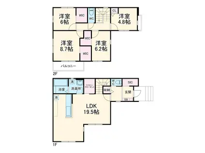西武鉄道新宿線 南大塚駅 徒歩15分 2階建 築1年(4LDK)の間取り写真