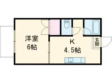 サマックスマーヴェラス(1DK/2階)の間取り写真