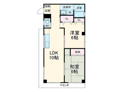 プラザ矢部(2LDK/3階)の間取り写真