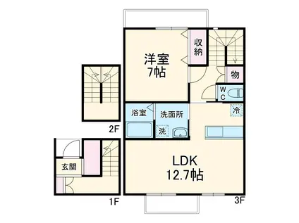 K.VENT VERT(1LDK/3階)の間取り写真