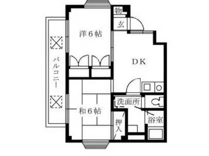 ハイツウェルネス(2DK/2階)の間取り写真