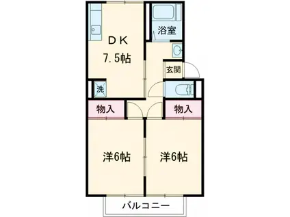 コーポラス宇東(2DK/2階)の間取り写真