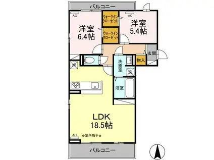 D-ROOM飯田町(2LDK/3階)の間取り写真