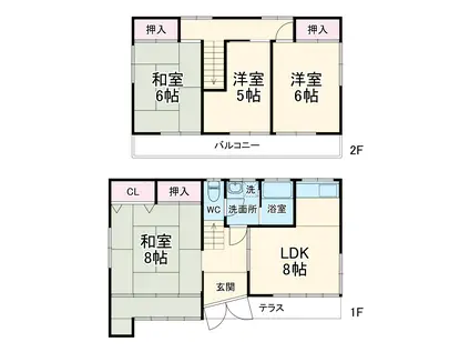 東急田園都市線 あざみ野駅 徒歩5分 2階建 築49年(4LDK)の間取り写真
