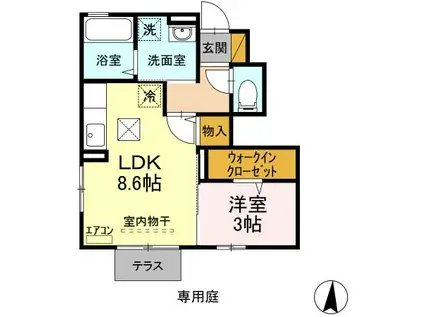 HAPPILY(1LDK/1階)の間取り写真