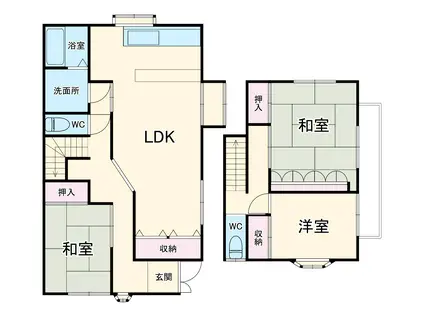 東海道本線 平塚駅 バス乗車時間：30分 片岡バス停で下車 徒歩10分 2階建 築35年(3LDK)の間取り写真
