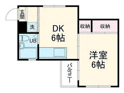 セザール第2海名(1DK/3階)の間取り写真