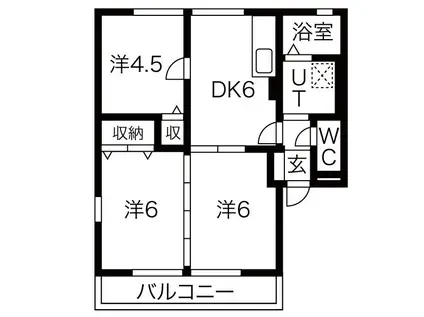 レトア・シャトーC(3DK/1階)の間取り写真