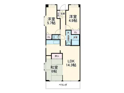 パストラル渋沢(3LDK/2階)の間取り写真