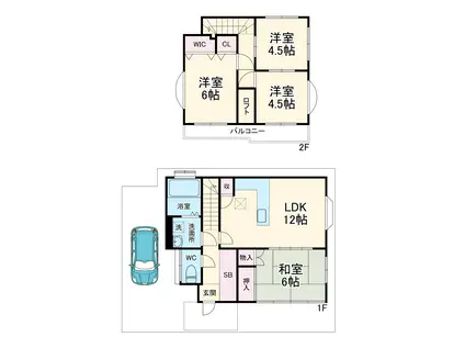 高崎線 鴻巣駅 徒歩19分 2階建 築32年(4LDK)の間取り写真