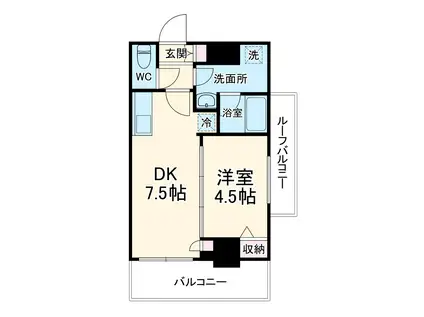 COURT BLANCHE(1DK/6階)の間取り写真