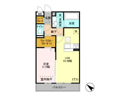 エスト フェルム(1LDK/1階)の間取り写真