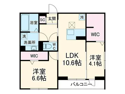 D-ROOM南越谷3丁目PJ V(2LDK/1階)の間取り写真