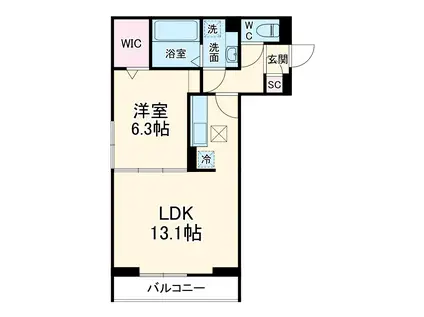 D-ROOM南越谷3丁目PJ V(1LDK/1階)の間取り写真