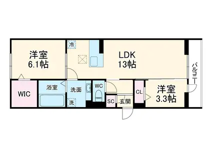 D-ROOM南越谷3丁目PJ V(2LDK/1階)の間取り写真
