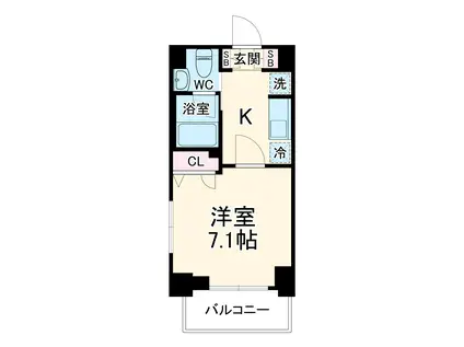 COURT BLANCHE(1K/6階)の間取り写真