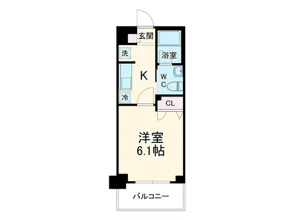 COURT BLANCHE(1K/6階)の間取り写真
