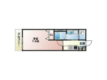 ALEGRIA岸辺(1K/2階)の間取り写真