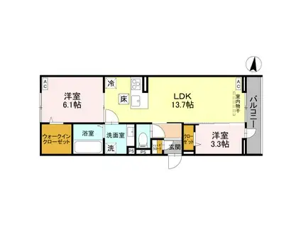 D-ROOM南越谷3丁目PJ V(2LDK/2階)の間取り写真