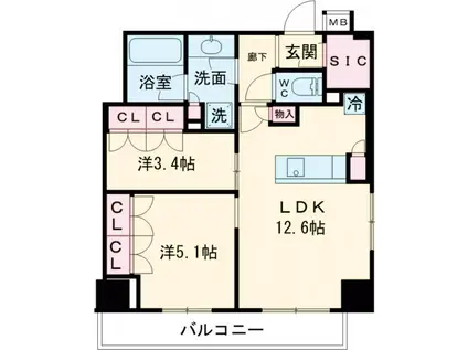 パークアクシス池袋イースト(2SLDK/2階)の間取り写真