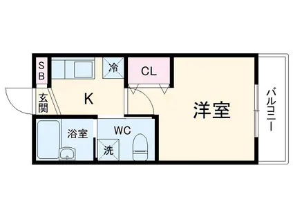 ブレイブ山手A棟(1K/2階)の間取り写真